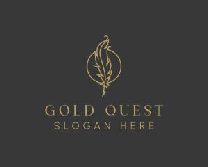 Gold Feather Quill logo design