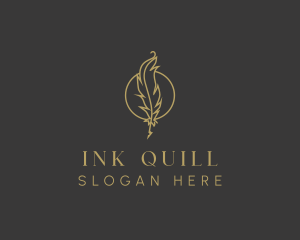 Gold Feather Quill logo design