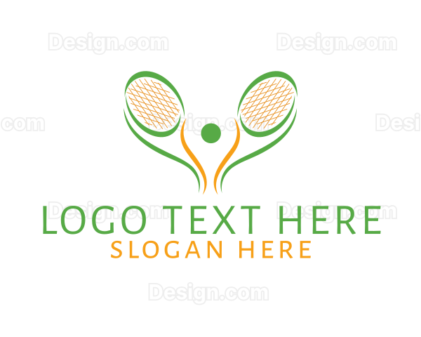 Tennis Player Racket Logo