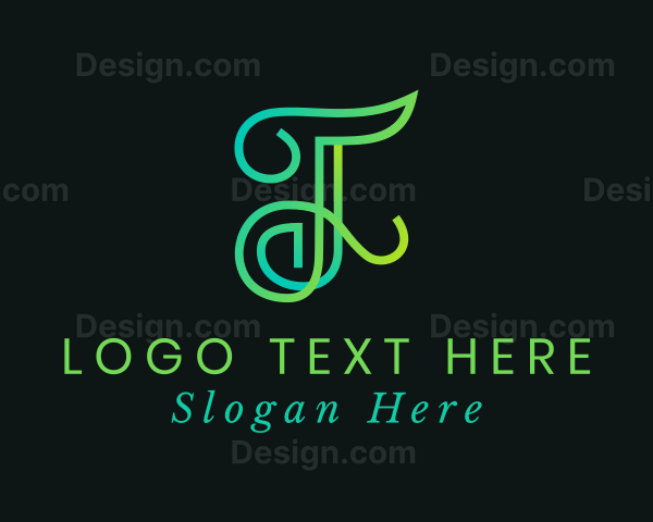 Gradient Stylish Letter T Logo