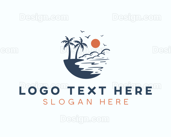 Beach Island Palm Tree Logo