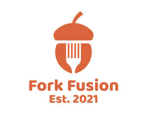 Orange Acorn Fork logo design