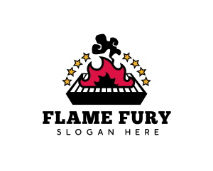 Grill Flame Smoke logo design