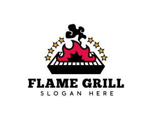 Grill Flame Smoke logo design