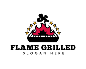 Grill Flame Smoke logo design