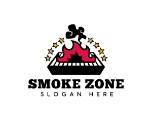 Grill Flame Smoke logo design