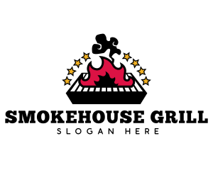 Grill Flame Smoke logo design