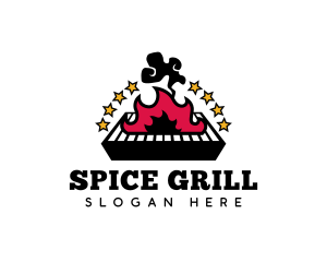 Grill Flame Smoke logo design