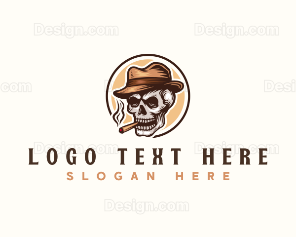 Cigar Smoking Skull Logo