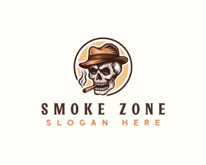 Cigar Smoking Skull logo design