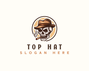 Cigar Smoking Skull logo design