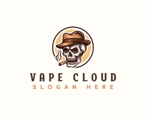 Cigar Smoking Skull logo design