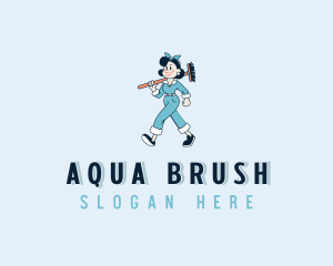 Woman Cleaner Housekeeping logo design