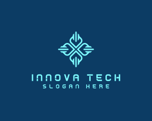 Tech Circuit Petals logo design