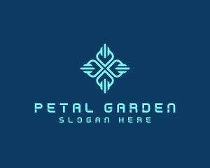 Tech Circuit Petals logo design