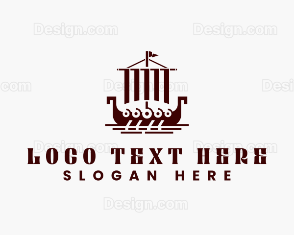 Viking Ship Sailing Logo