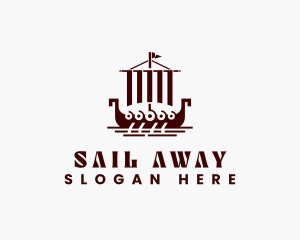 Viking Ship Sailing logo design