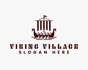 Viking Ship Sailing logo design