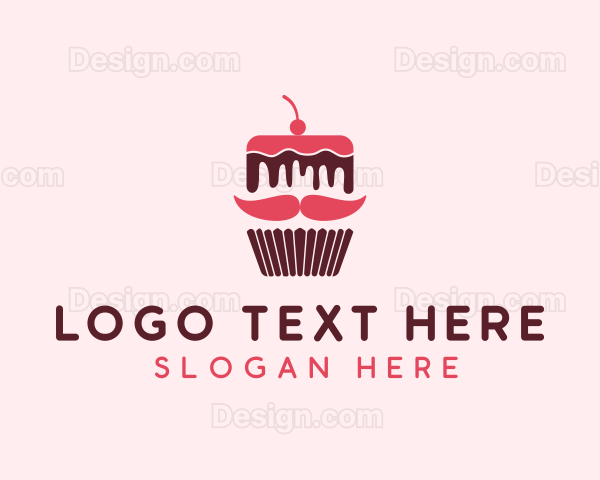 Moustache Cupcake Dessert Logo