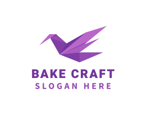 Purple Origami Bird logo design