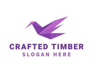 Purple Origami Bird logo design