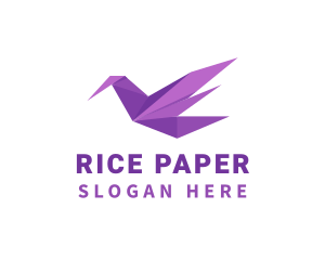 Purple Origami Bird logo design