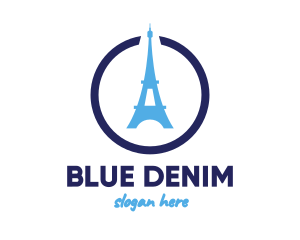 Blue Eiffel Tower logo design