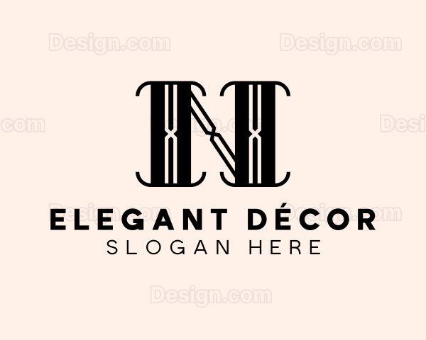 Art Deco Boutique Hotel Letter N Logo