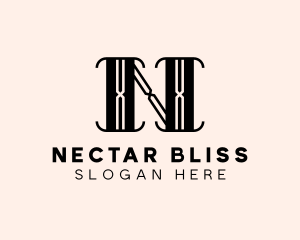 Art Deco Boutique Hotel Letter N logo design