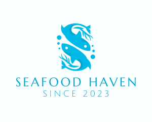 Blue Fisheries Letter S logo design