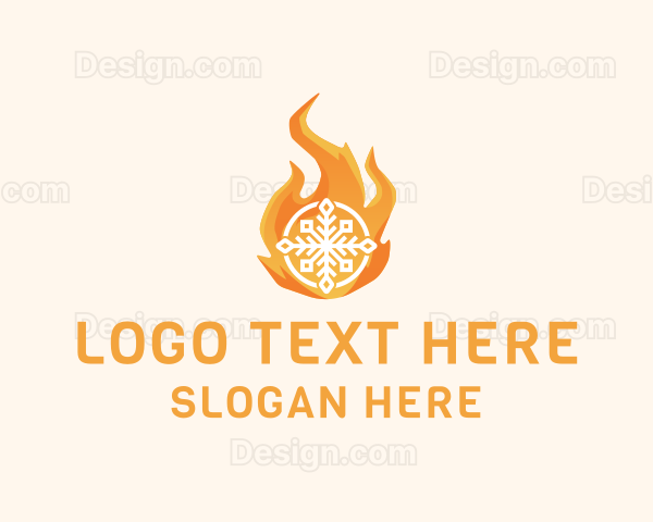 Fire Flame Snowflake Logo