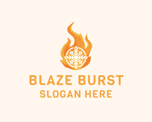 Fire Flame Snowflake logo design