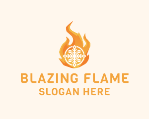 Fire Flame Snowflake logo design