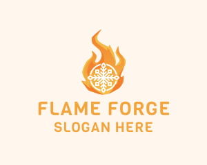 Fire Flame Snowflake logo design