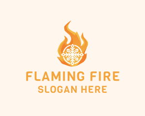 Fire Flame Snowflake logo design