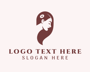 Woman Hair Flower logo