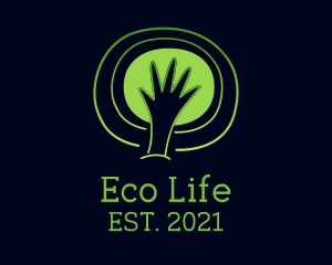 Green Eco Hand logo design