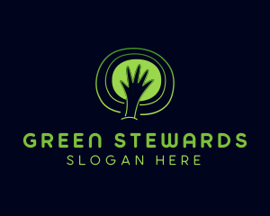 Green Eco Hand logo design