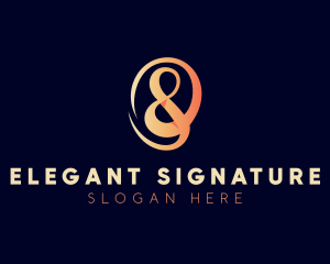 Orange Signature Ampersand logo design