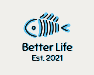 Blue Fish Bone  logo design