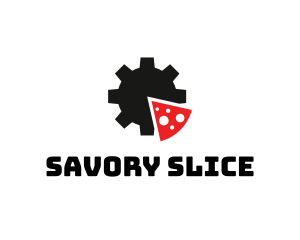 Cog Pizza Slice  logo design