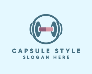 Gym Dumbbell Capsule logo design