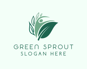 Green Human Leaf logo design