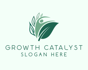 Green Human Leaf logo design