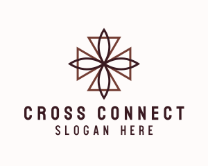 Bronze Flower Cross logo design