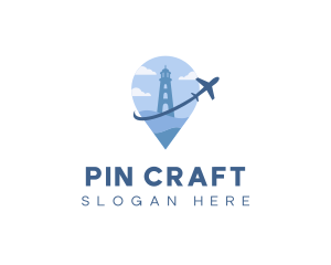 Lighthouse Location Pin logo design