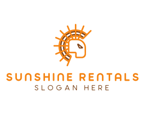 Abstract Sun Lion Animal logo