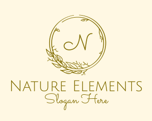 Natural Leaf Wreath logo design