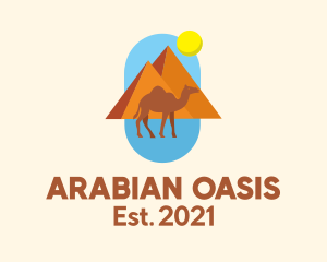 Camel Pyramid Sun logo design