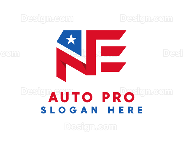 America Letter NE Flag Logo